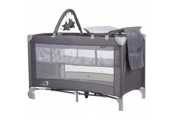 Patut pliabil cu saltea de infasat Chipolino Luna ash grey
