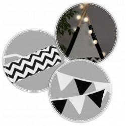 Cort de joaca pentru copii cu ghirlandalumini si 2 pernite Ricokids 740005 120 X 120 X 165 cm - Panda - Resigilat