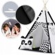 Cort de joaca pentru copii cu ghirlandalumini si 2 pernite Ricokids 740005 120 X 120 X 165 cm - Panda - Resigilat