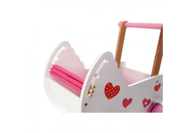 Carucior antemergator de papusi din lemn 2150 Ecotoys - Resigilat