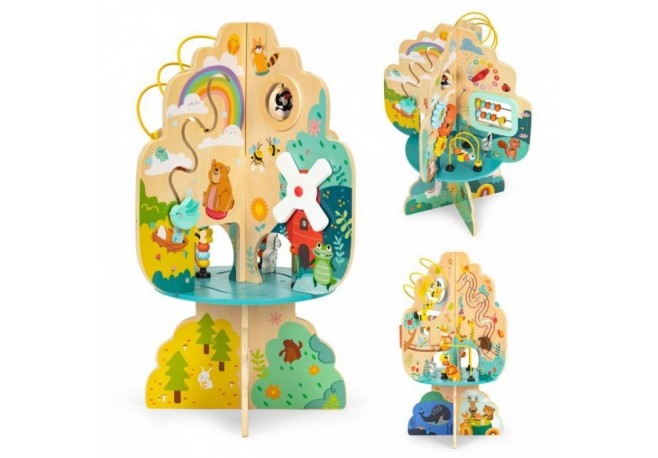 Jucarie interactiva din lemn sub forma de copac cu diverse activitati Ecotoys 1045