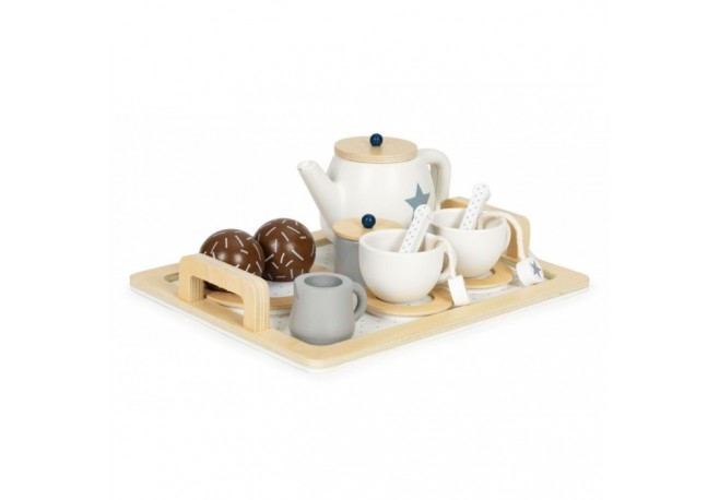Set din lemn pentru a servi ceaiul 17 elemente Ecotoys W10B318