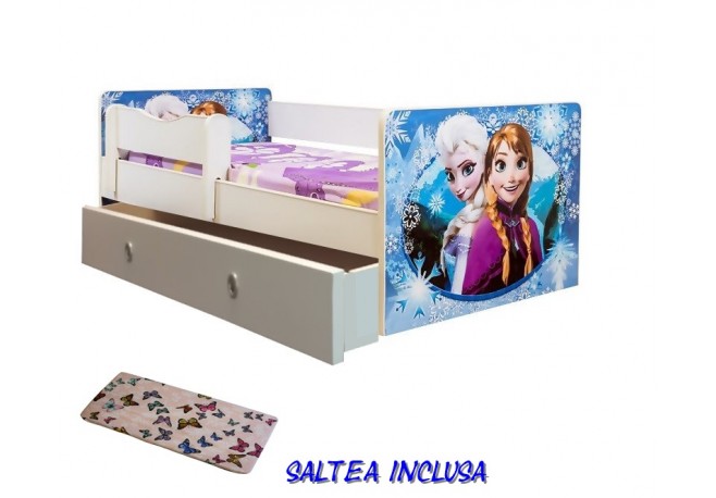 Pat copii junior Frozen cu sertar