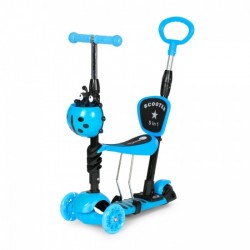 Trotineta 5 in 1 cu sezut si 3 roti cu LED Ecotoys YM-SW-6 - Albastru - Resigilat (ambalaj deteriorat)