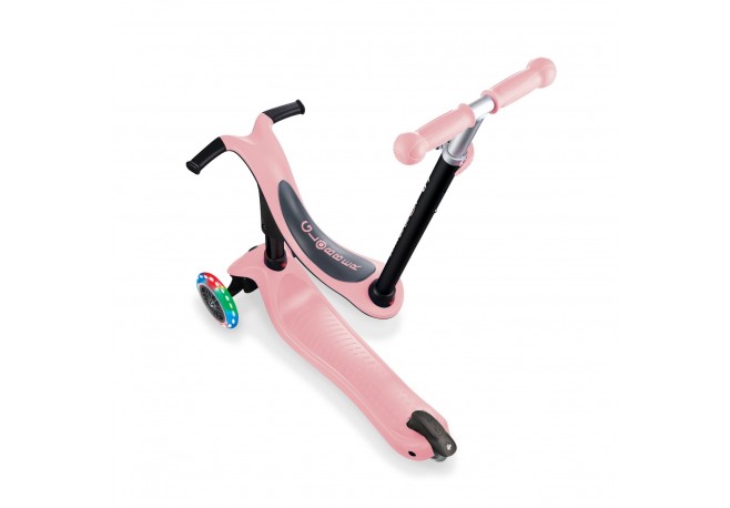 Trotineta Globber Go-Up Sporty 3 in 1 cu lumini culoare roz pastel