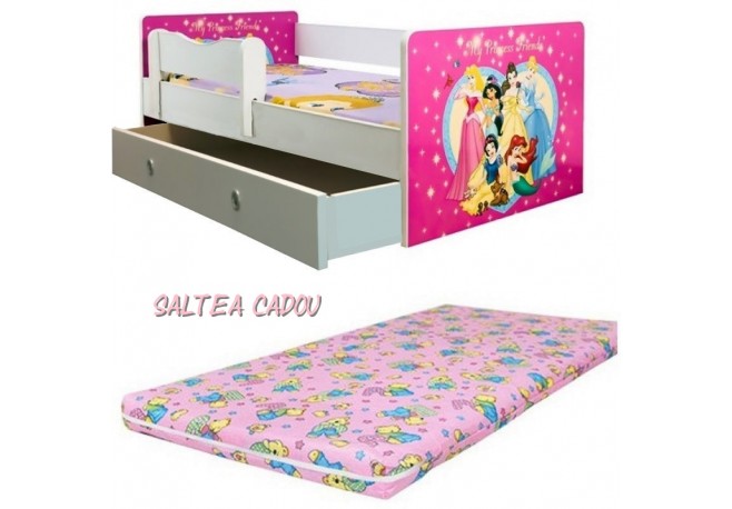 Pat copii junior Printese sertar