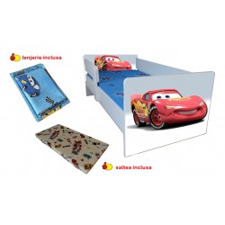 Pat copii Cars,saltea cadou,lenjerie inclusa