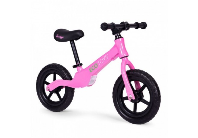 Bicicleta fara pedale cu roti din spuma EVA Ecotoys YM-BB-17 - Roz