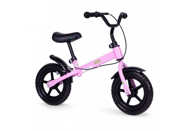 Bicicleta fara pedale cu frana de mana si roti din spuma EVA Ecotoys YM-BB-3 - Roz