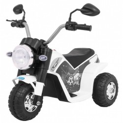 Motocicleta electrica MiniBike roti din plastic scaun tapitat 71x53x57 cm putere 6V - Alb