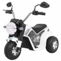 Motocicleta electrica MiniBike roti din plastic scaun tapitat 71x53x57 cm putere 6V - Alb