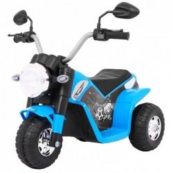 Motocicleta electrica MiniBike roti din plastic scaun tapitat 71x53x57 cm putere 6V - Albastru