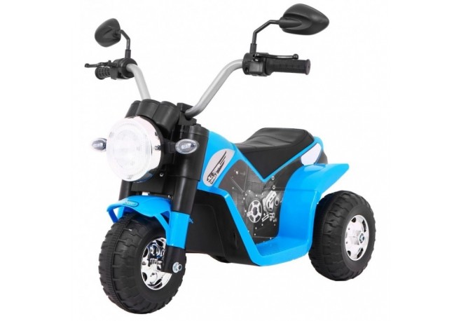 Motocicleta electrica MiniBike roti din plastic scaun tapitat 71x53x57 cm putere 6V - Albastru