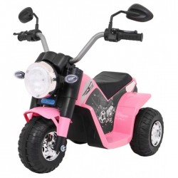 Motocicleta electrica MiniBike roti din plastic scaun tapitat 71x53x57 cm putere 6V - Roz