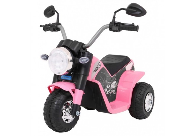 Motocicleta electrica MiniBike roti din plastic scaun tapitat 71x53x57 cm putere 6V - Roz