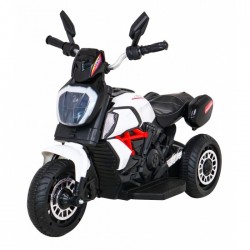Motocicleta electrica Fast Tourist roti din plastic scaun tapitat 83x35x63 cm putere 18W - Alb