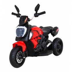 Motocicleta electrica Fast Tourist roti din plastic scaun tapitat 83x35x63 cm putere 18W - Rosu