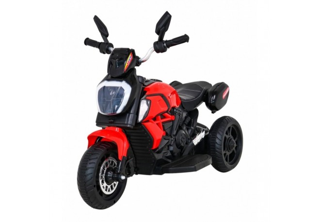 Motocicleta electrica Fast Tourist roti din plastic scaun tapitat 83x35x63 cm putere 18W - Rosu