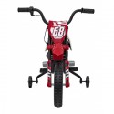 Motocicleta electrica PANTONE 361C roti EVA + 2 roti ajutatoare scaun tapitat 108x59x72 cm putere 60W - Rosu