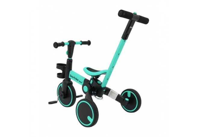 Tricicleta cu pedale 3 in 1 si roti din cauciuc SporTrike - Albastru