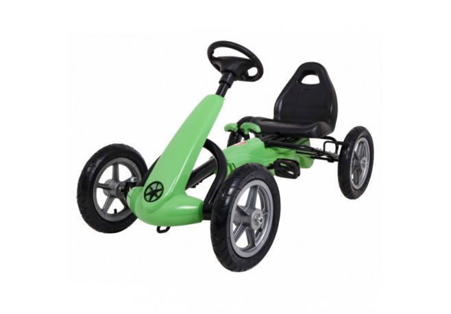 Kart cu pedale si roti gonflabile varsta 3 ani+ 113x60x65 cm Gokart STAR - Verde