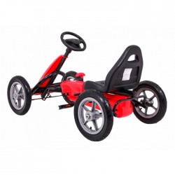 Kart cu pedale si roti gonflabile varsta 3 ani+ 113x60x65 cm Gokart STAR - Rosu