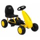 Kart cu pedale roti si scaun din plastic 60x35x39 cm Gokart - Galben