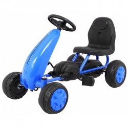 Kart cu pedale roti si scaun din plastic 60x35x39 cm Gokart - Albastru