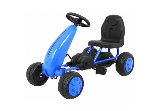 Kart cu pedale roti si scaun din plastic 60x35x39 cm Gokart - Albastru