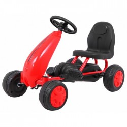 Kart cu pedale roti si scaun din plastic 60x35x39 cm Gokart - Rosu