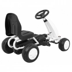 Kart cu pedale roti si scaun din plastic 60x35x39 cm Gokart - Alb