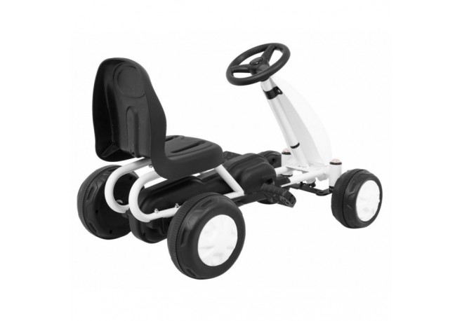 Kart cu pedale roti si scaun din plastic 60x35x39 cm Gokart - Alb