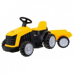 Tractor electric cu remorca TR1908T roti si scaun din plastic 112x40x43 cm putere 25W - Galben