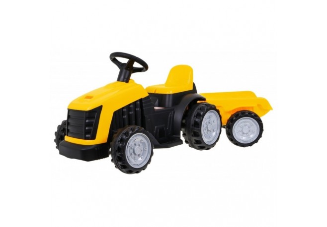 Tractor electric cu remorca TR1908T roti si scaun din plastic 112x40x43 cm putere 25W - Galben