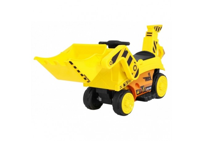 Excavator electric cu cupa mobila JJ309 roti si scaun din plastic 113x41x52 cm putere 6V - Galben