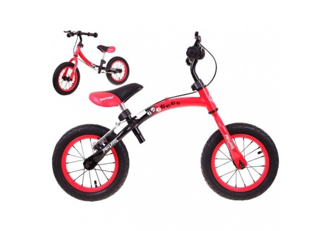 Bicicleta fara pedale cu frana si cadru variabil roti gonflabile Boomerang SporTrike - Rosu