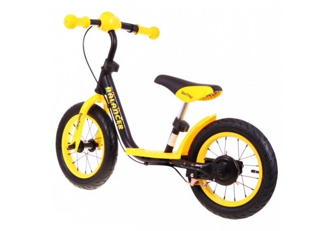 Bicicleta fara pedale cu frana suport picioare roti gonflabile Balancer SporTrike - Galben