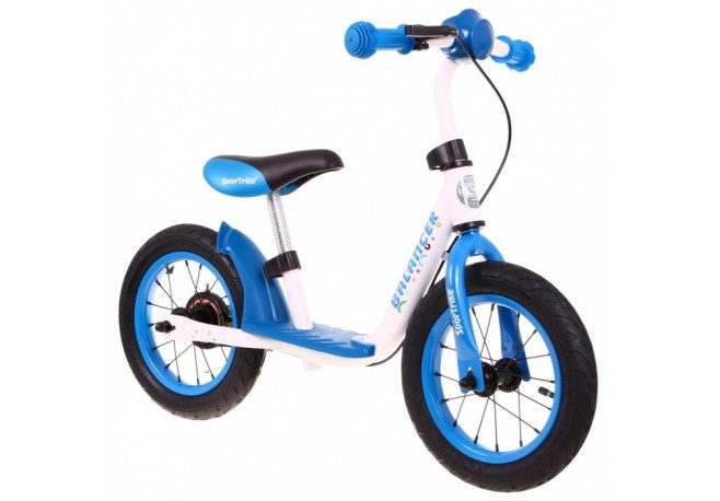 Bicicleta fara pedale cu frana suport picioare roti gonflabile Balancer SporTrike - Albastru