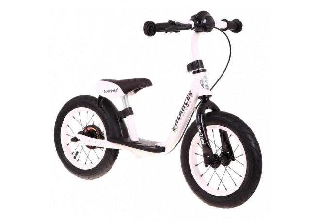Bicicleta fara pedale cu frana suport picioare roti gonflabile Balancer SporTrike - Alb