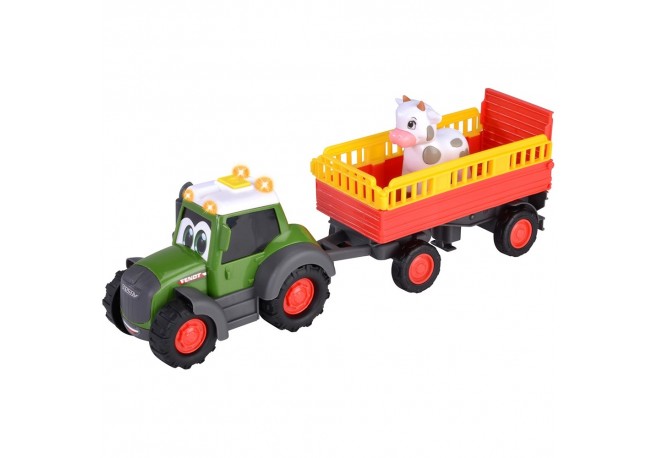 Tractor Simba ABC Fendt Animal Trailer 30 cm cu lumini sunete remorca si figurina