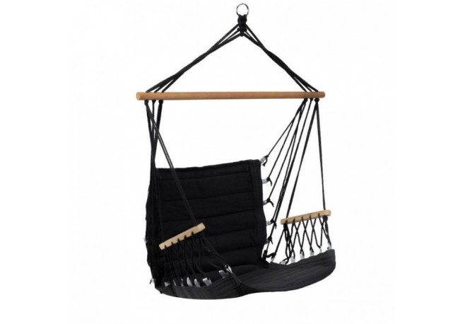 Leagan Suspendat Pentru Interior/exterior Cu Spatar 2 manere Cuib De Barza 120 kg GW-924 Negru