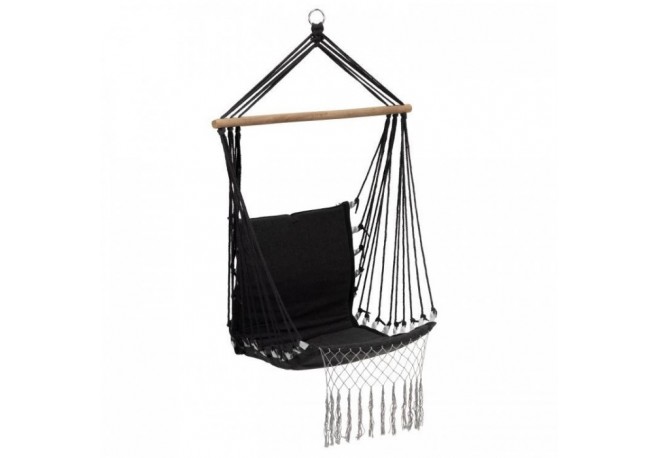 Leagan Suspendat Pentru Interior/exterior Cu Spatar Cuib De Barza 120 kg GW-923 Negru