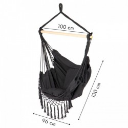 Leagan suspendat pentru interior/exterior cu spatar si 2 perne cuib de barza Negru GW-918
