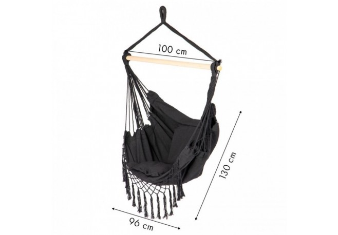 Leagan suspendat pentru interior/exterior cu spatar si 2 perne cuib de barza Negru GW-918
