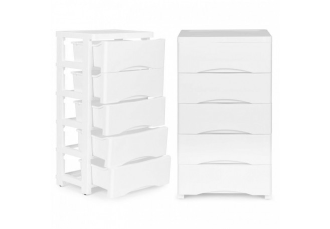 Raft pe roti cu 5 compartimente pentru depozitarea jucariilor ModernHome - Alb