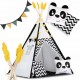 Cort de joaca pentru copii cu ghirlanda lumini si 2 pernite Nukido 120 x 120 x 160 cm - Panda
