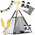 Cort de joaca pentru copii cu ghirlanda lumini si 2 pernite Nukido 120 x 120 x 160 cm - Panda