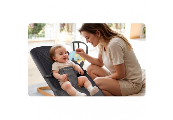 Balansoar pentru copii 2 in 1 cu jucarii Nukido 705202 Gri antracit