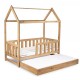 Pat tineret casuta Klups Liv Alb 160x80 cu sertar