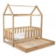 Pat tineret casuta Klups Liv Alb 160x80 cu sertar